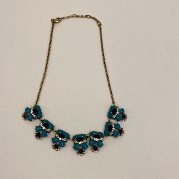J. Crew Blue Crystal rhinestone Statement Necklace - EUC - Picture 1 of 4